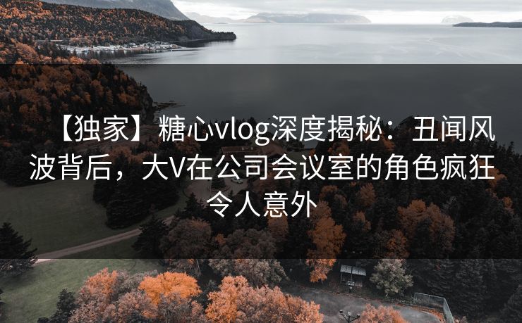 【独家】糖心vlog深度揭秘：丑闻风波背后，大V在公司会议室的角色疯狂令人意外