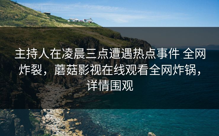 主持人在凌晨三点遭遇热点事件 全网炸裂,蘑菇影视在线观看全网炸锅,详情围观 主持人在凌晨三点遭遇热点事件 全网炸裂,蘑菇影视在线观看全网炸锅,详情围观